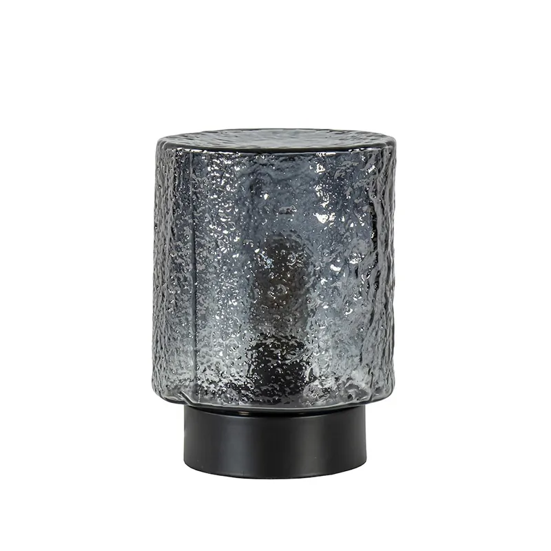 Merkproduct Kleine tafellamp zwart met smoke glazen kap