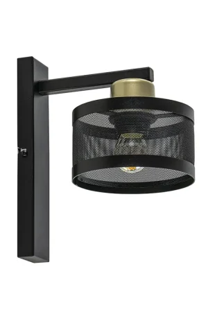 Actieprijs Landelijke wandlamp zwart/goud met ronde kap