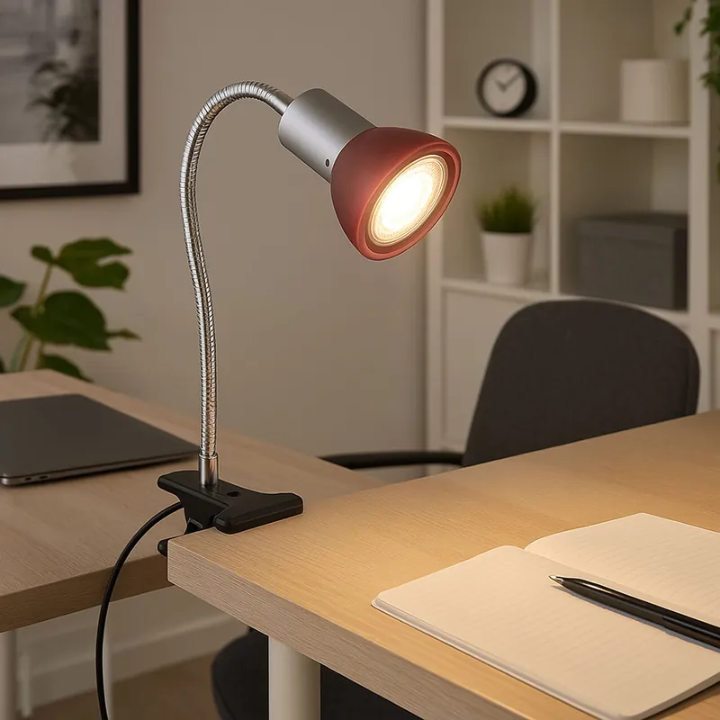 Hete Deal LED tafellamp, klem, beweegbare spot, rood, H 34cm