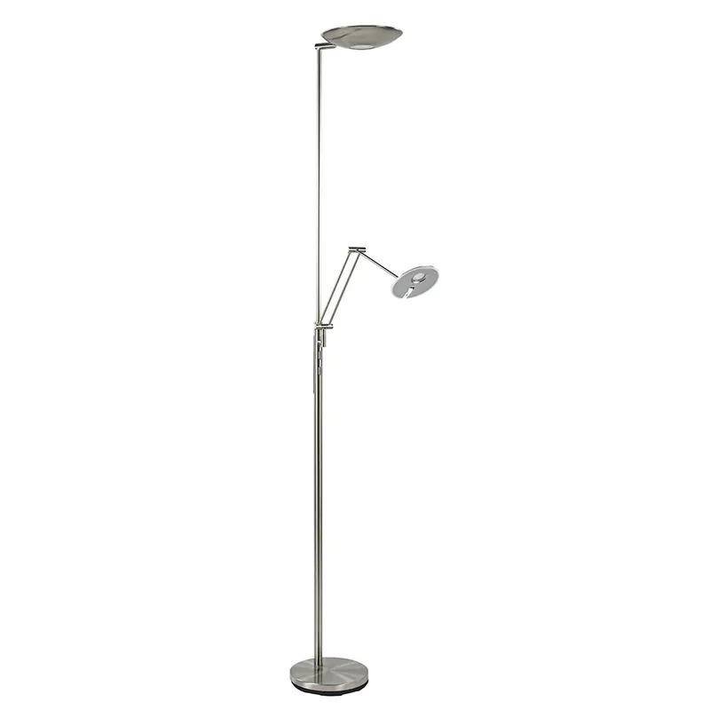 LED uplighter met verstelbare leesarm nikkel Rechtstreeks Van De Fabrikant