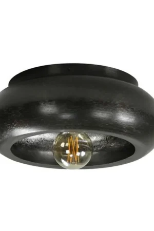 Zwarte plafondlamp Skyler rond Ø42 cm - Nikkel - Zwart Beste Prijs