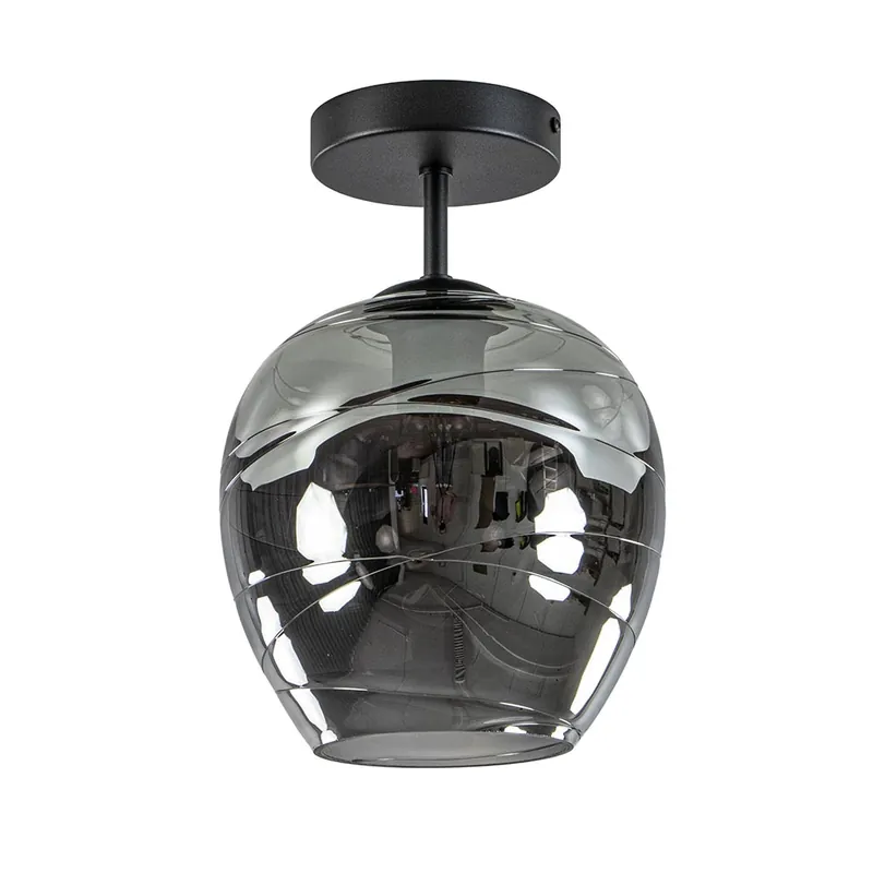 Plafondlamp Fantasy 1L zwart + smoke glas Gecertificeerd