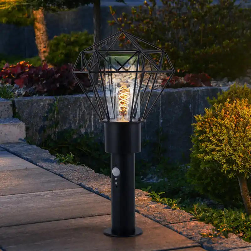 Staande lamp, bewegingsmelder, rooster, zwart, H 50 cm Premium