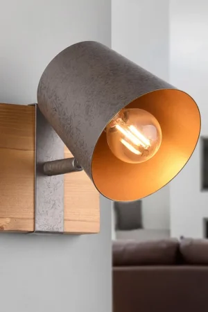 Aanbieding Wandlamp, zilver, goud, hout, verstelbaar, B 11 cm