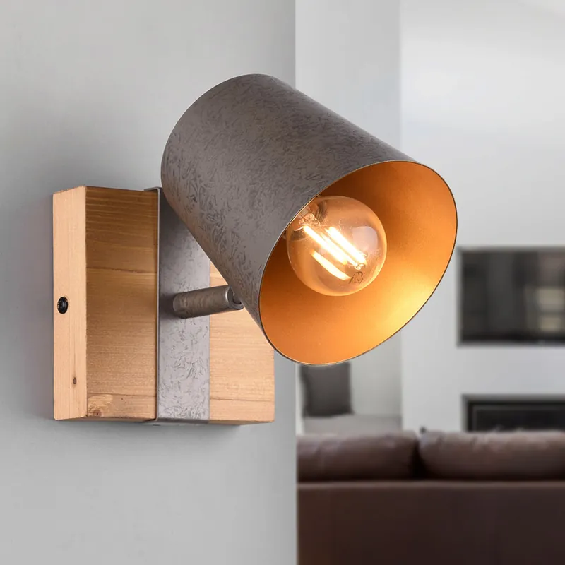 Aanbieding Wandlamp, zilver, goud, hout, verstelbaar, B 11 cm