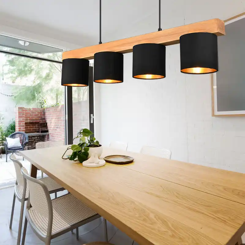 Houten lamp, 4 vlammen, in hoogte verstelbaar, zwart, goud Nu Kopen