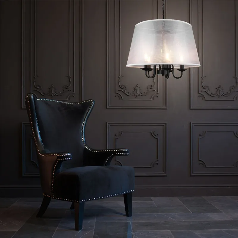 Betaalbaar Hanglamp, metaal, 5 vlammen, zwart mat, H 150cm
