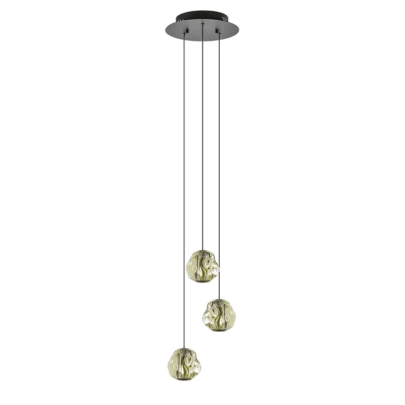 Alleen Vandaag Ronde 3-lichts LED hanglamp glas met zwart en brushed gold
