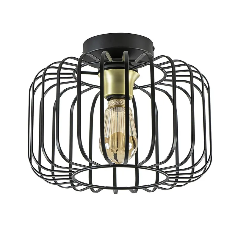 Gecertificeerd Ronde plafondlamp draad zwart met goud