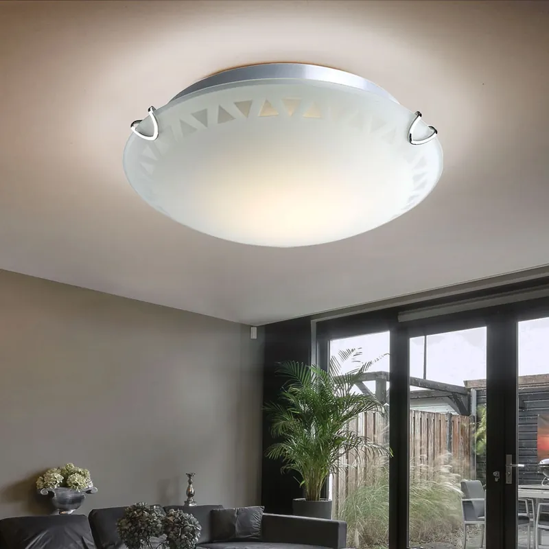 Laatste Kans LED glazen lamp, decoratief patroon, metaal, chroom, D 25cm