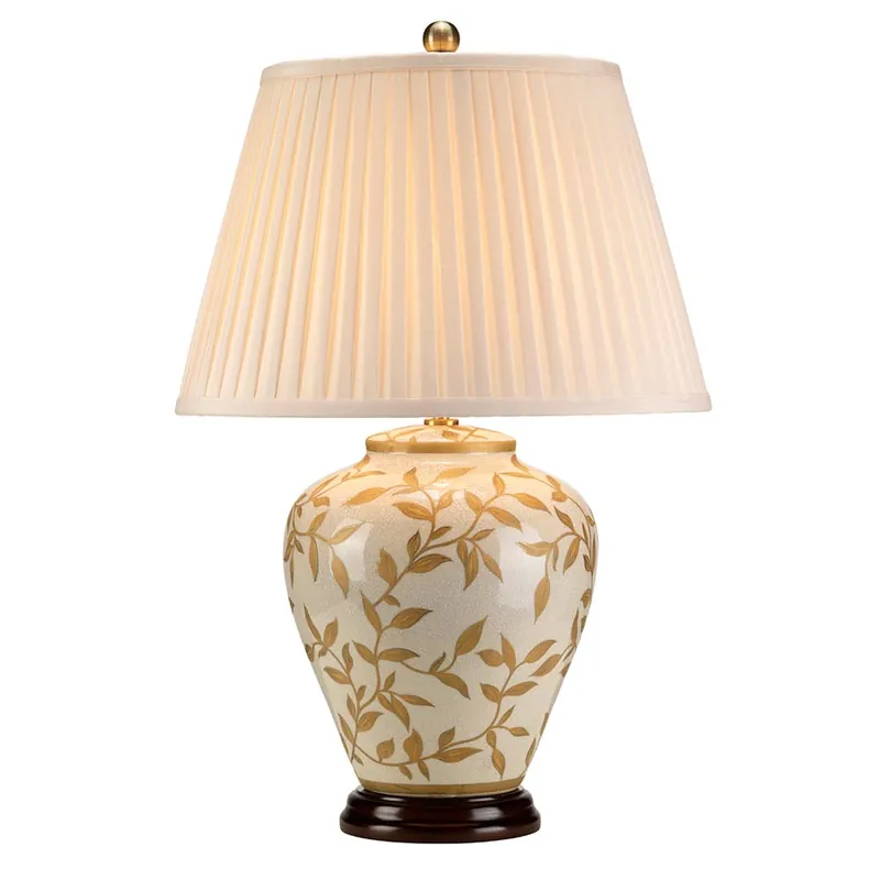 Tafellamp, porselein, bladmotief, crème, H 62 cm Must-Have