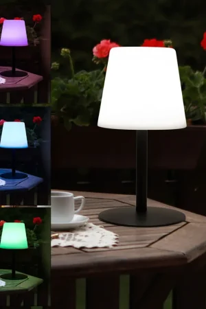 RGB LED tafellamp, buiten, kleurverandering, oplaadbare batterij, wit, H 29 cm Alleen Vandaag