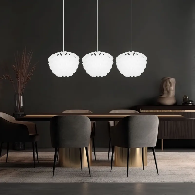Gratis Verzending Hanglamp, 3 vlammen, metaal, wit, H 120cm