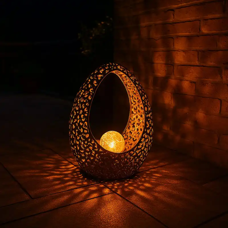 LED solarlamp, brons goud, ovaal, H 27,5 cm Premium