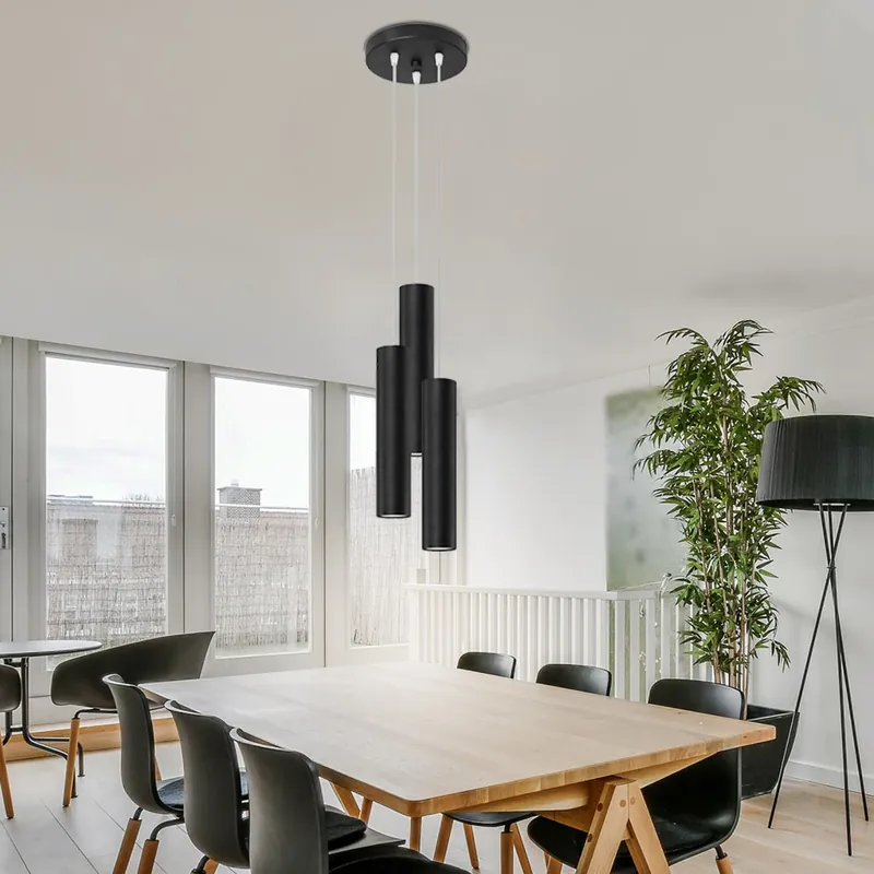 Premium Hanglamp, Scandinavisch, staal, zwart, H 110cm