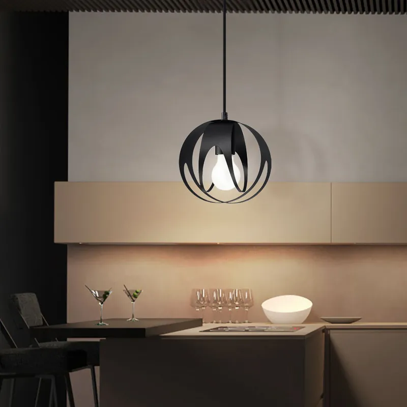 Hanglamp, bol, metalen patroon, zwart, D 16 cm Nieuw