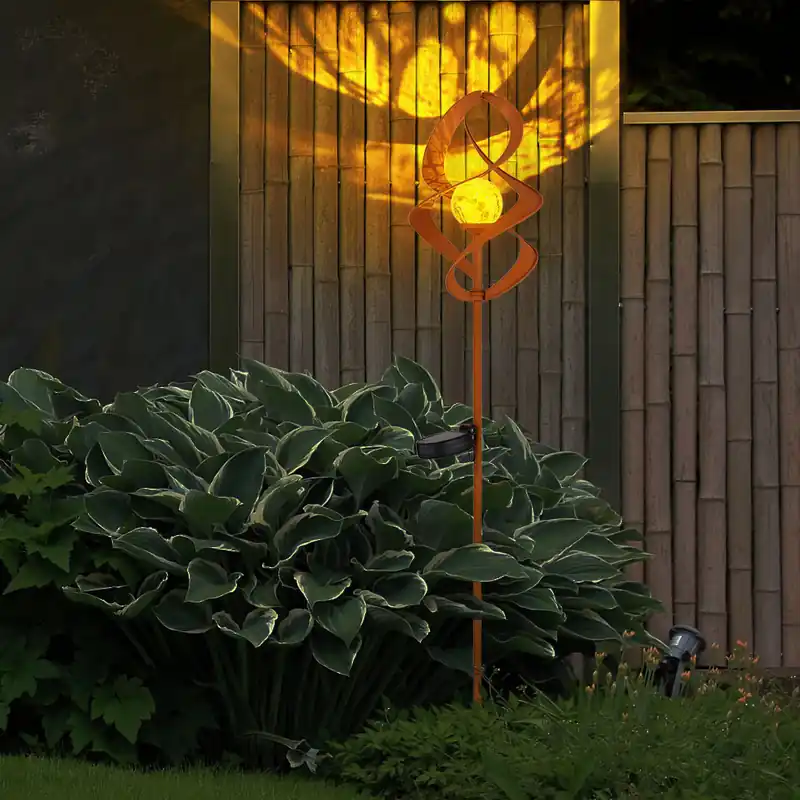 Gratis Verzending LED solarlamp, IP44, grondspies, oplaadbare batterij, roestkleurig, H 90cm