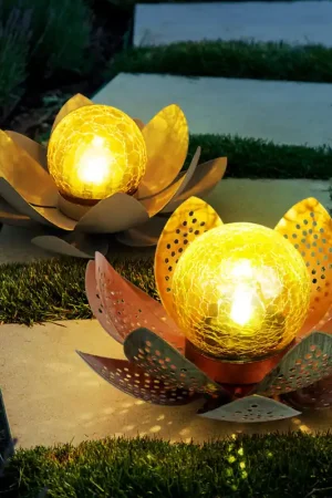 Set van 2 LED solarlampjes, lotusbloem Gecertificeerd
