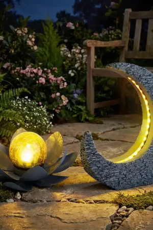 2x LED-zonnelichten lotusbloesem, halve maan Rechtstreeks Van De Fabrikant