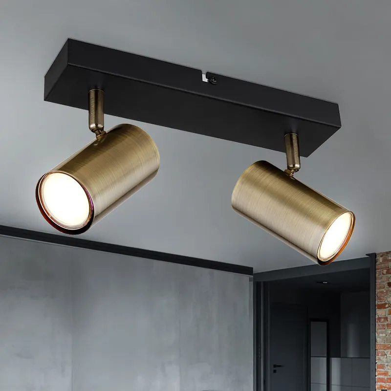 Aanbieding Plafondlamp, metaal, zwart, verstelbare spots, L 26 cm