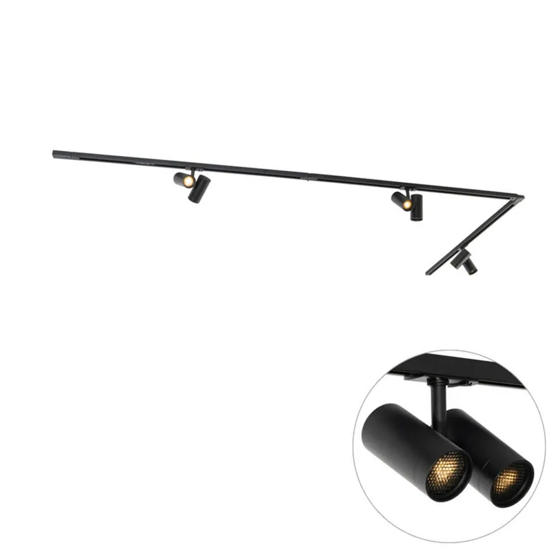 Qazqa railverlichting set iconic zwart gu10 Alleen Vandaag