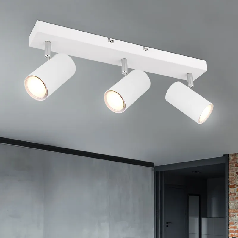 Direct Beschikbaar Plafondlamp Spotlight, wit metaal, beweegbare spots, 3x GU10