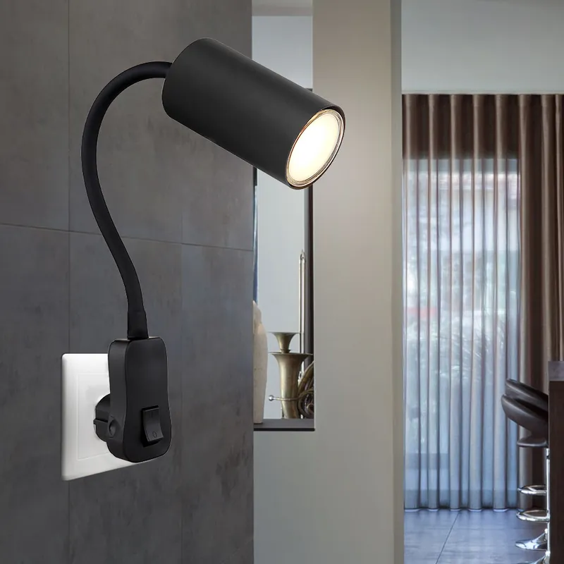 Uitverkoop Wandlamp, zwart, flexibel instelbaar, voedingskabel, H 43 cm