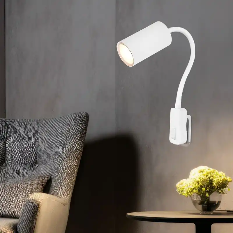 Uitverkoop Wandlamp, stekkerlamp, flexospot, metaal, wit, H 43 cm