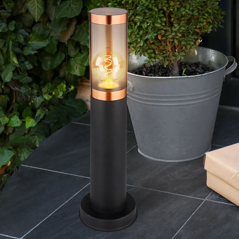 Gratis Retour Staande lamp, roestvrij staal, zwart, koper, rook, H 45 cm