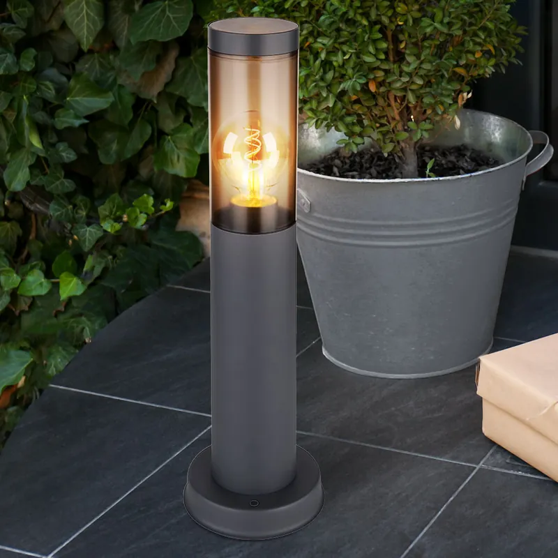 Staande lamp, roestvrij staal, antraciet, smoke, H 45 cm Gratis Verzending