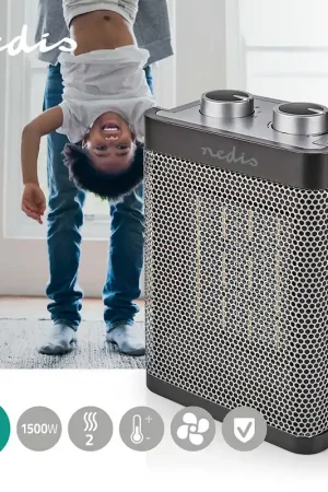 Keramische ventilatorkachel, 2 niveaus, regelbare thermostaat, B 15 cm Laatste Kans