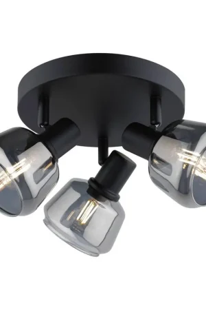 3-Spot Noah smoke glas zwart E14 Gratis Verzending