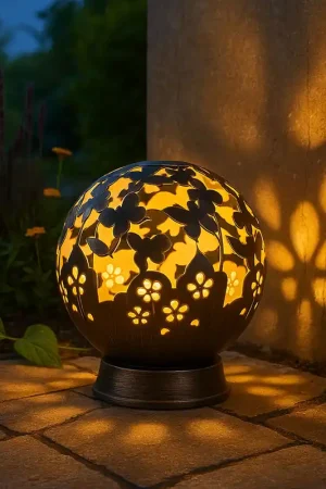 Beperkt Aanbod Tuinlamp op zonne-energie, LED-bol zwart, vlinder