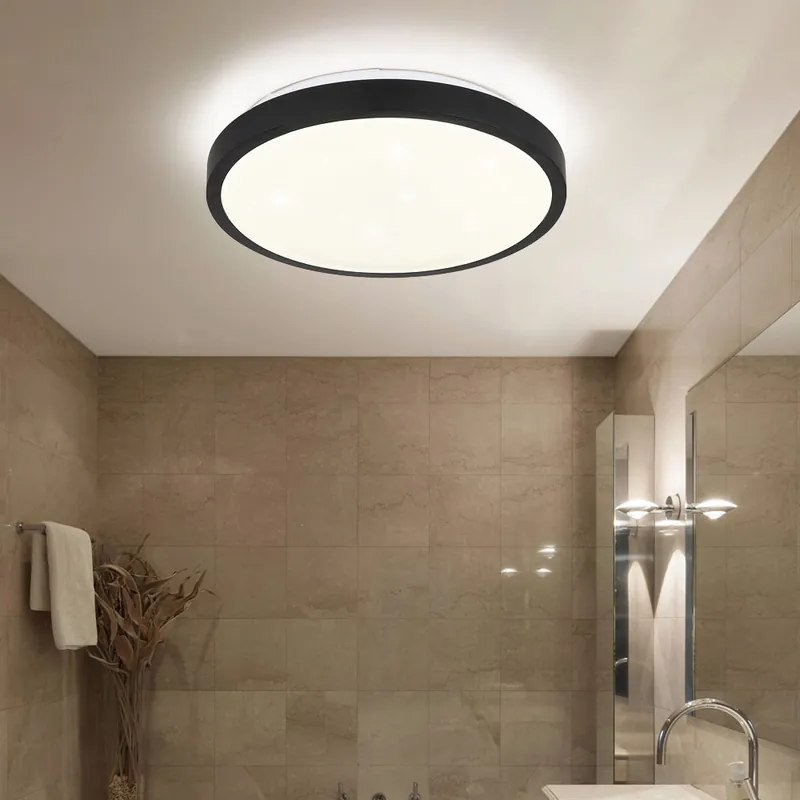 LED plafondlamp, bewegingsmelder, IP44, metaal, zwart Koopje