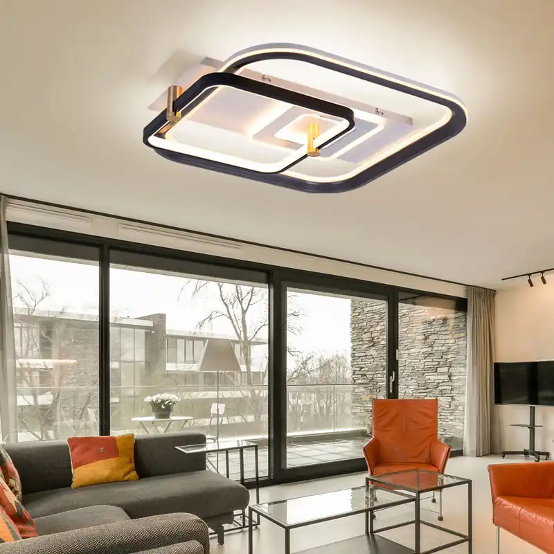 LED plafondlamp, dimbaar, afstandsbediening, zwart L 52 cm Uitverkoop