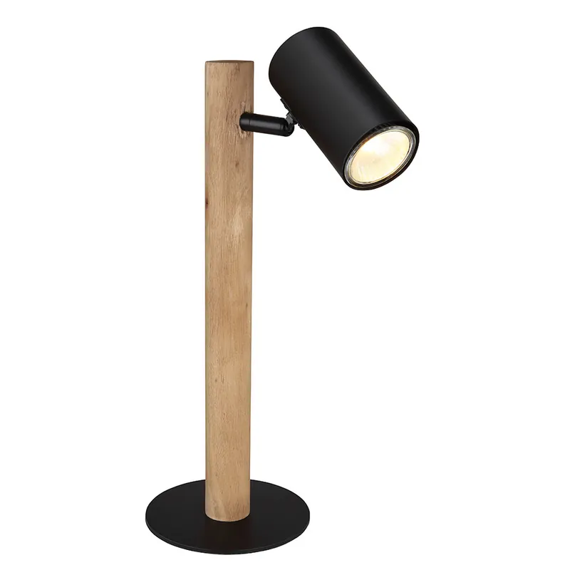 Tafellamp, metaal, hout, beweegbare spot, H 35 cm Exclusieve Aanbieding