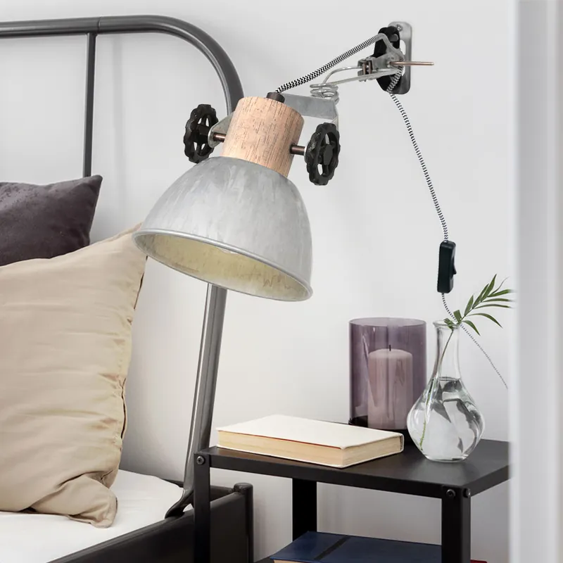Wandlamp, hout-look, verstelbare spot, L 37 cm Merkproduct