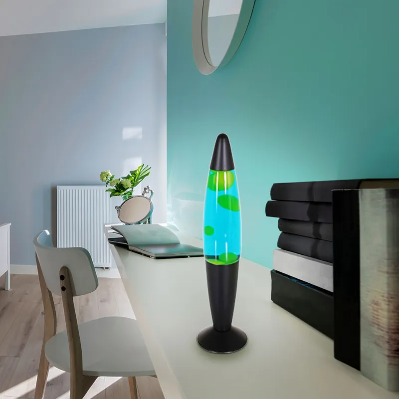 Rechtstreeks Van De Fabrikant Lavalamp, zwart, blauw-geel, H 35 cm