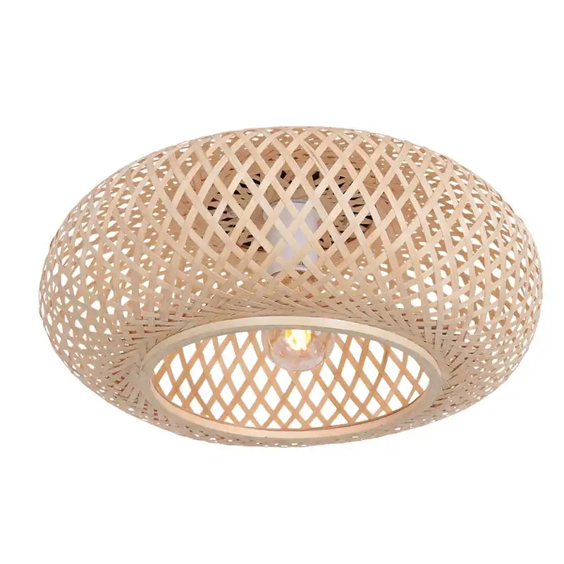 Betrouwbaar Plafondlamp, bamboe, vlechtwerk, beige, mat, bol D 40 cm