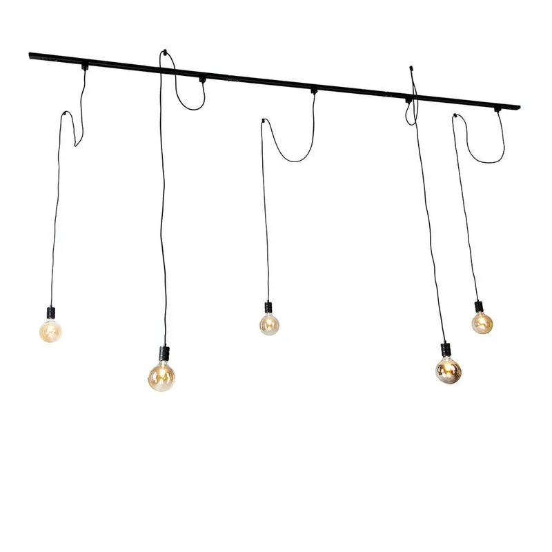 Qazqa railverlichting set iconic cavalux zwart e27 Voordeelprijs