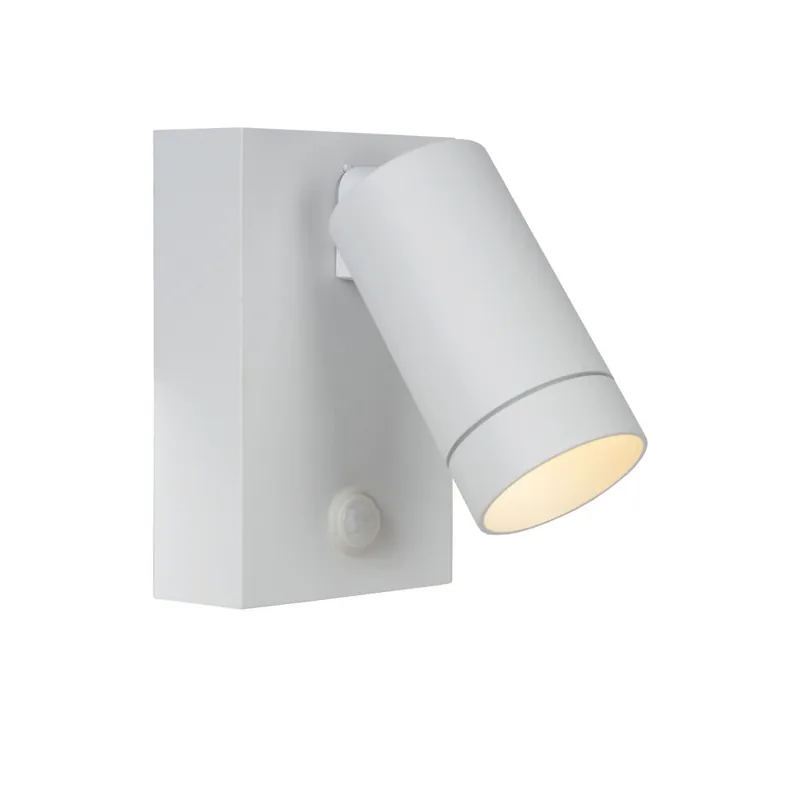 Hoge Kwaliteit Lucide TAYLOR - Wandspot / Wandlamp Binnen/Buiten - 1xGU10 - IP54 - Bewegingssensor - Wit