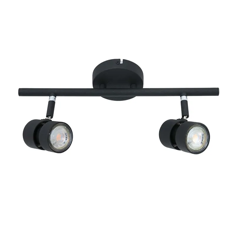Shop Nu LED plafondlamp, 2 vlammen, zwart, beweegbare spots, L 38 cm