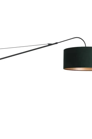 Aanbieding Wandlamp, groen textiel, zwart, verplaatsbaar, kabel, L 139cm