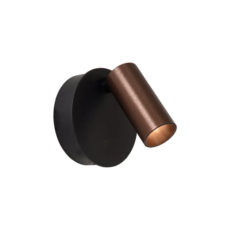 Lucide TONI - Oplaadbare Wandspot / Wandlamp - Accu/Batterij - Ø 8,1 cm - LED Dimb. - CCT - 1x2W 2700K/4000K - Magnetisch - Koffie Laatste Versie
