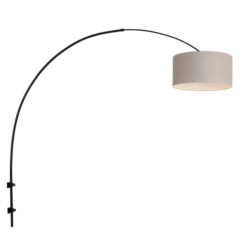 Tijdelijk Beschikbaar Wandlamp, textiel grijs, zwart, verstelbaar, L 160 cm