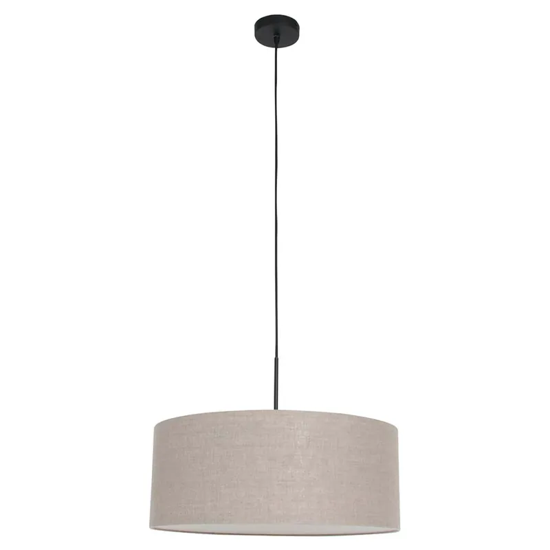 Hanglamp, grijs textiel, zwart, D 50 cm Populair