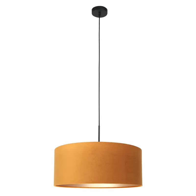 Hanglamp, goud textiel, zwart, D 50 cm Nu Kopen