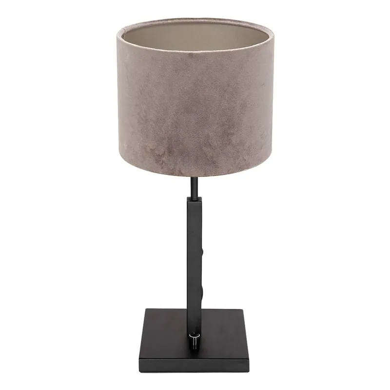 Tafellamp, metalen stof, draaiknop, grijs, H 30 cm Gratis Verzending
