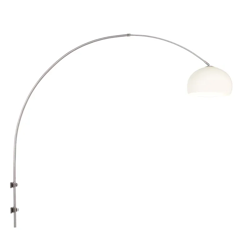 Wandlamp, geborsteld staal, wit, verstelbaar, L 160 cm Tijdelijk Beschikbaar