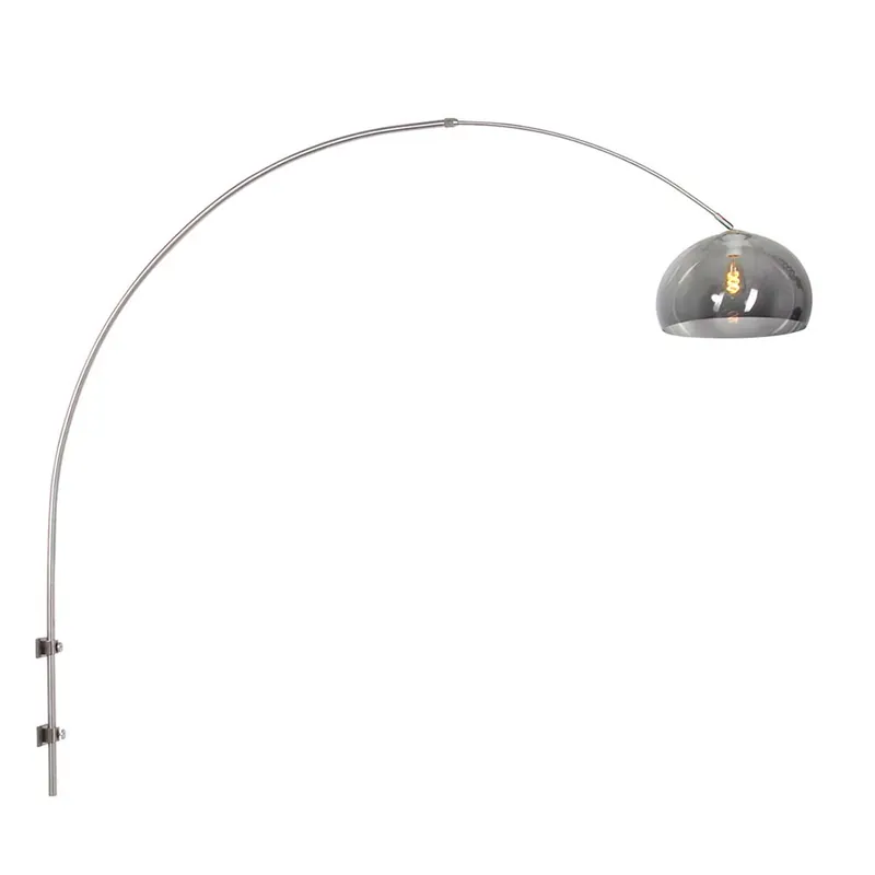 Weekendaanbieding Wandlamp, geborsteld staal, smoke, verstelbaar, L 160 cm